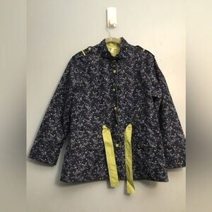 Matilda Jane Navy Floral coat with Lime Accents size Large